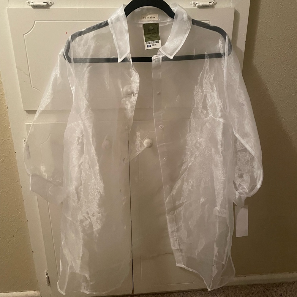 White Tulle-like Blouse.